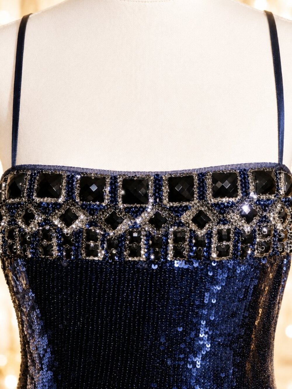 Aidan Mattox Navy Blue Sequin Strapless Gown – Size 12 (NWT) - Picture 6 of 7